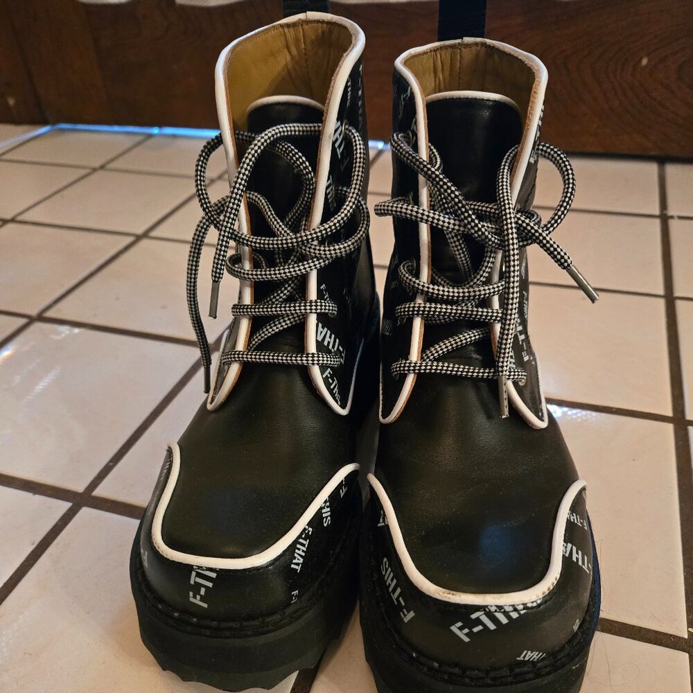Fluevog Revna Size 7. Black & White F-This F-That platform boot. $200. LIke New